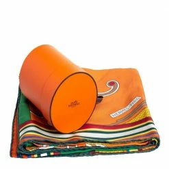 Hermes Orange Washington's Carriage Detail Wash Silk Scarf For Women -Deals Hermes Store luxury women hermes used accessories p421434 005