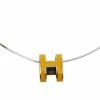 Hermes Hermès Pop H Yellow Lacquer Pendant Sterling Silver Necklace For Women