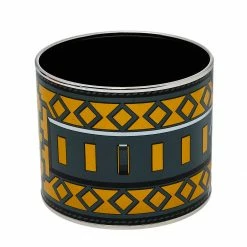 Hermes Hermès Bicolor Collier De Chien Print Enamel Mega Wide Bracelet For Women