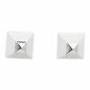 Hermes Cupidon White Enamel Silver Plated Stud Earrings For Women
