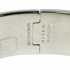 Hermes Hermès Clic Clac H White Enamel Palladium Plated Wide Bracelet PM For Women -Deals Hermes Store luxury women hermes used accessories p426990 004