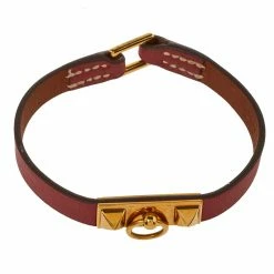 Hermes Hermès Micro Rivale Swift Leather Gold Plated Bracelet S For Women -Deals Hermes Store luxury women hermes used accessories p427005 002