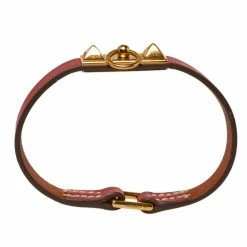 Hermes Hermès Micro Rivale Swift Leather Gold Plated Bracelet S For Women -Deals Hermes Store luxury women hermes used accessories p427005 005