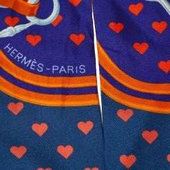 Hermes Hermès Violet & Orange Brides De Gala Love Silk Twilly For Women -Deals Hermes Store luxury women hermes used accessories p429819 002