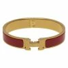 Hermes Clic Clac H Narrow Red Enamel Gold-Plated Bracelet GM For Women