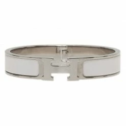 Hermes Clic Clac H White Enamel Palladium Plated Bracelet For Women -Deals Hermes Store luxury women hermes used accessories p43591 003