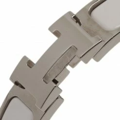 Hermes Clic Clac H White Enamel Palladium Plated Bracelet For Women -Deals Hermes Store luxury women hermes used accessories p43591 005