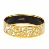 Hermes Balcons Du Guadalquivir White Enamel Gold Plated Bangle For Women