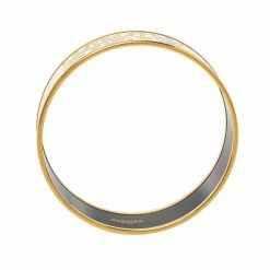 Hermes Balcons Du Guadalquivir White Enamel Gold Plated Bangle For Women -Deals Hermes Store luxury women hermes used accessories p437380 007