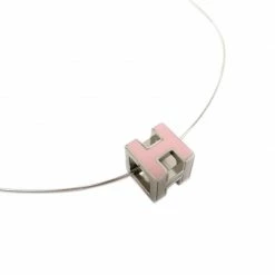 Hermes Cage D' H Pink Lacquered Pendant Necklace For Women