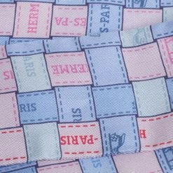 Hermes Light Blue & Pink Bolduc Au Carre Silk Twilly For Women -Deals Hermes Store luxury women hermes used accessories p440284 005