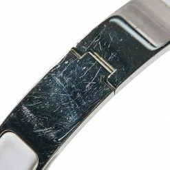 Hermes Hermès Clic H White Enamel Palladium Plated Narrow Bracelet PM For Women -Deals Hermes Store luxury women hermes used accessories p441467 007