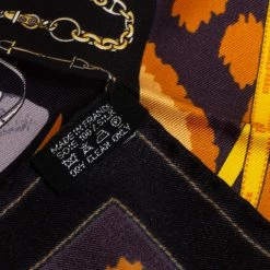 Hermes Hermès Black Monsieur Et Madame Silk Gavroche Scarf For Women -Deals Hermes Store luxury women hermes used accessories p441539 001