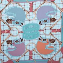 Hermes Hermès Pale Blue Tatersale Silk Scarf For Women -Deals Hermes Store luxury women hermes used accessories p441569 002