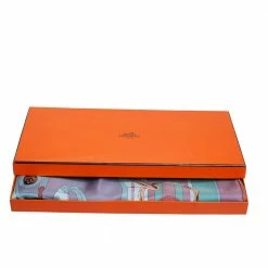 Hermes Hermès Pale Blue Tatersale Silk Scarf For Women -Deals Hermes Store luxury women hermes used accessories p441569 004