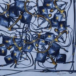 Hermes Hermès Blue Brides Rebelles Silk Scarf For Women -Deals Hermes Store luxury women hermes used accessories p441818 004