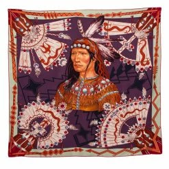 Hermes Hermès Purple Cosmogonie Apache Silk Scarf For Women