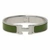 Hermes Clic Clac H Narrow Green Enamel Palladium-Plated White Enameled H Bracelet For Women -Deals Hermes Store luxury women hermes used accessories p44575 001