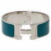 Hermes Clic Clac H Wide Duck Blue Enamel Palladium-Plated Bracelet PM For Women -Deals Hermes Store luxury women hermes used accessories p44585 001