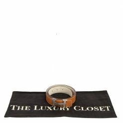 Hermes White/Natural Chamonix And Epsom Leather H Gris Moyen Reversible Belt 90CM For Women -Deals Hermes Store luxury women hermes used accessories p446488 001