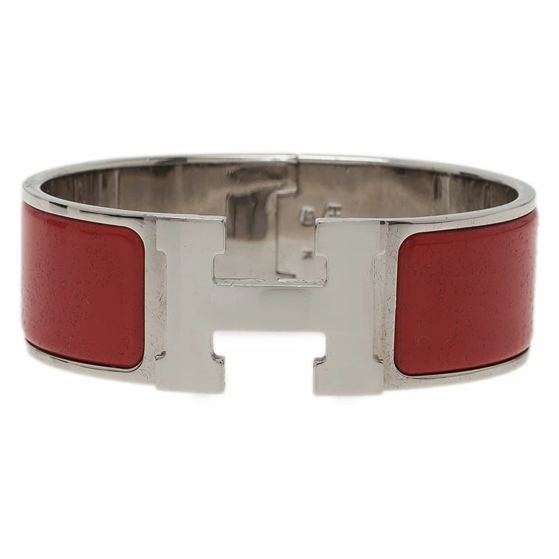 Hermes Clic Clac H Wide Red Enamel Palladium-Plated Bracelet For Women 5 Hermes Clic Clac H Wide Red Enamel Palladium-Plated Bracelet For Women - Image 3