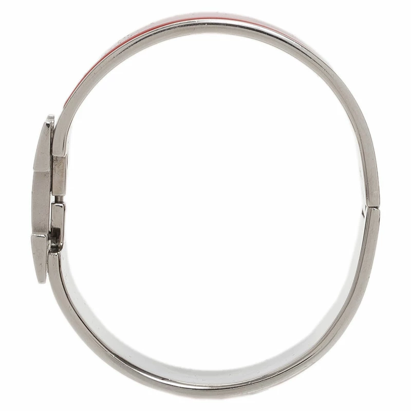 Hermes Clic Clac H Wide Red Enamel Palladium-Plated Bracelet For Women 6 Hermes Clic Clac H Wide Red Enamel Palladium-Plated Bracelet For Women - Image 4