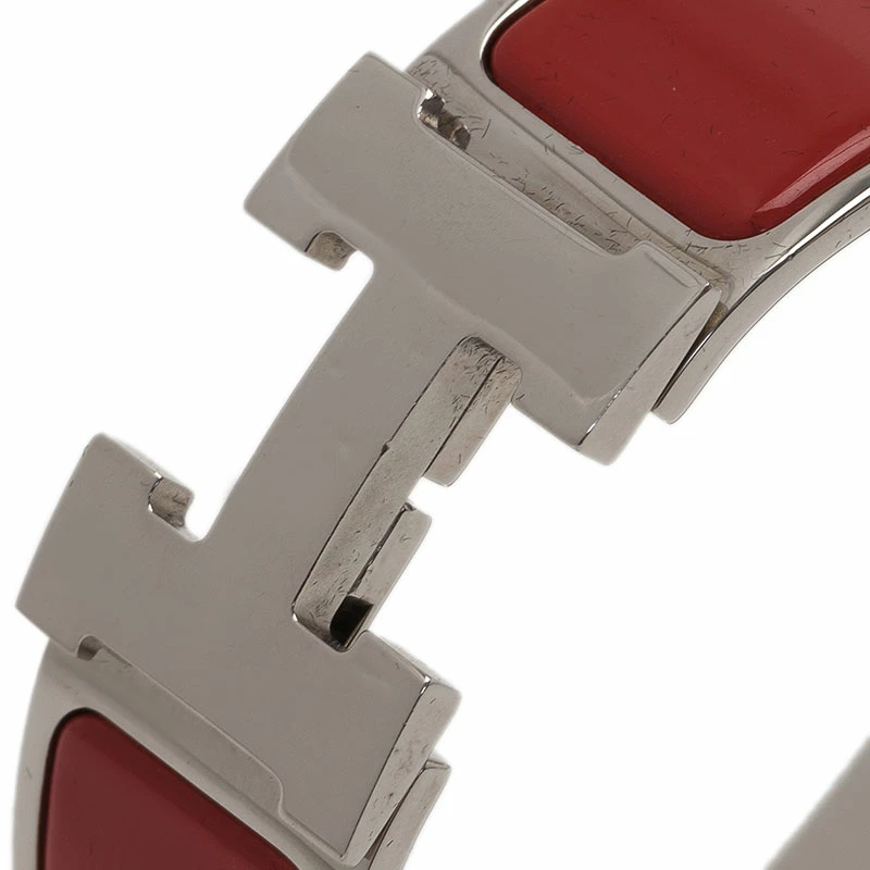 Hermes Clic Clac H Wide Red Enamel Palladium-Plated Bracelet For Women 7 Hermes Clic Clac H Wide Red Enamel Palladium-Plated Bracelet For Women - Image 5