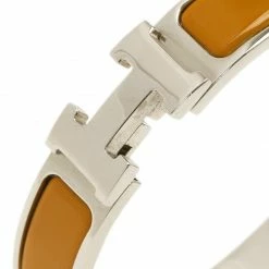 Hermes Clic Clac H Yellow Enamel Palladium-Plated Bracelet For Women -Deals Hermes Store luxury women hermes used accessories p44909 005