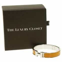 Hermes Clic Clac H Yellow Enamel Palladium-Plated Bracelet For Women -Deals Hermes Store luxury women hermes used accessories p44909 007