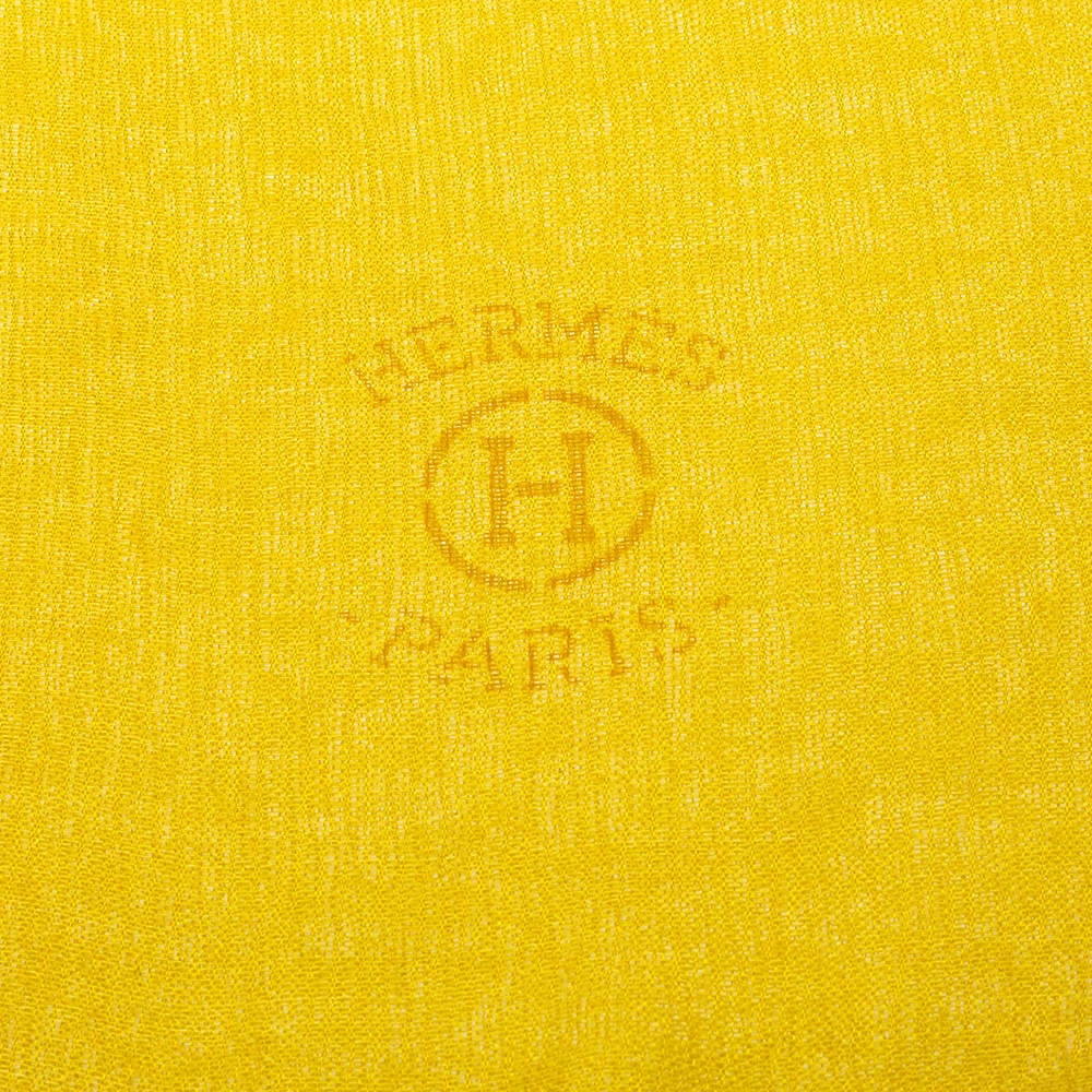 Hermes Yellow & Blue Plume Sunrise Cashmere Silk Stole For Women 5 Hermes Yellow & Blue Plume Sunrise Cashmere Silk Stole For Women - Image 3