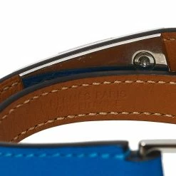Hermes Blue Izmir Tadelakt Leather Palladium Plated Rivale Double Tour Bracelet M For Women -Deals Hermes Store luxury women hermes used accessories p451959 003