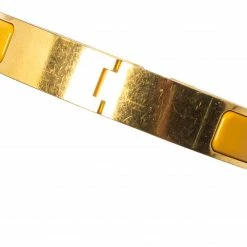Hermes Hermès Clic H Yellow Enamel Gold Plated Narrow Bracelet PM For Women -Deals Hermes Store luxury women hermes used accessories p451982 007