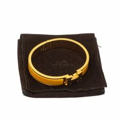 Hermes Hermès Clic H Yellow Enamel Gold Plated Narrow Bracelet PM For Women -Deals Hermes Store luxury women hermes used accessories p451982 008