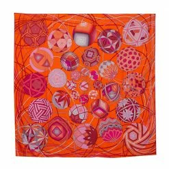 Hermes Orange Printed Nwt Auth Paris "l'art Du Temari" Square Silk Scarf For Women