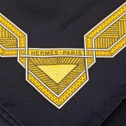 Hermes Black Cuirs Du Desert Silk Scarf For Women -Deals Hermes Store luxury women hermes used accessories p454452 001