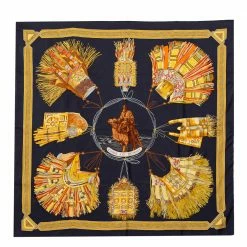 Hermes Black Cuirs Du Desert Silk Scarf For Women