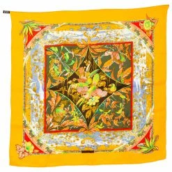 Hermes Yellow Tropiques Silk Square Scarf For Women