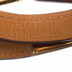Hermes Rouge Casaque Epsom Leather Gold Plated Rivale Double Tour Bracelet S For Women -Deals Hermes Store luxury women hermes used accessories p456945 003