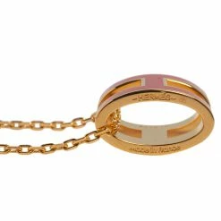 Hermes Red Lacquer Gold Plated Pop H Pendant Necklace For Women -Deals Hermes Store luxury women hermes used accessories p456952 006