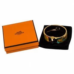 Hermes Gold Plated Merveilleuses Lanternes Enamel Hinged Bracelet S For Women -Deals Hermes Store luxury women hermes used accessories p457314 004