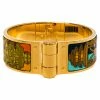 Hermes Gold Plated Merveilleuses Lanternes Enamel Hinged Bracelet S For Women