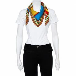 Hermes Multicolor Washington's Carriage Detail Washed Silk Square Scarf For Women -Deals Hermes Store luxury women hermes used accessories p457727 004