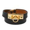 Hermes Hermès Black Leather Rivale Double Tour Bracelet S For Women -Deals Hermes Store luxury women hermes used accessories p458019 005