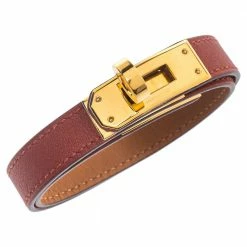Hermes Hermés Cuivre Swift Leather Gold Plated Mini Kelly Double Tour Bracelet T2 For Women -Deals Hermes Store luxury women hermes used accessories p460719 003
