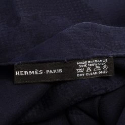 Hermes Navy Blue Hologram Motif Silk Chiffon Stole For Women -Deals Hermes Store luxury women hermes used accessories p461859 004