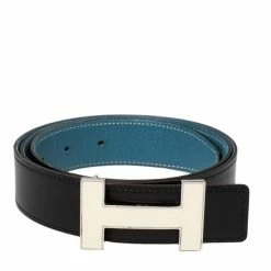 Hermes Noir/Bleu Jeans Chamonix And Togo Leather Constance Reversible Belt 90 CM For Women -Deals Hermes Store luxury women hermes used accessories p463664 004