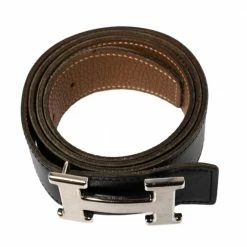 Hermes Noir/Gold Chamonix And Togo Leather Constance Reversible Belt 85 CM For Women -Deals Hermes Store luxury women hermes used accessories p463666 006