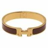 Hermes Clic Clac H Narrow Brown Enamel Gold-Plated Bracelet For Women -Deals Hermes Store luxury women hermes used accessories p46705 001