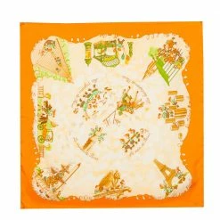 Hermes Orange Paris Les Triples Silk Scarf For Women