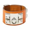 Hermes Hermès Orange Leather Collier De Chien Cuff Bracelet S For Women -Deals Hermes Store luxury women hermes used accessories p470173 010